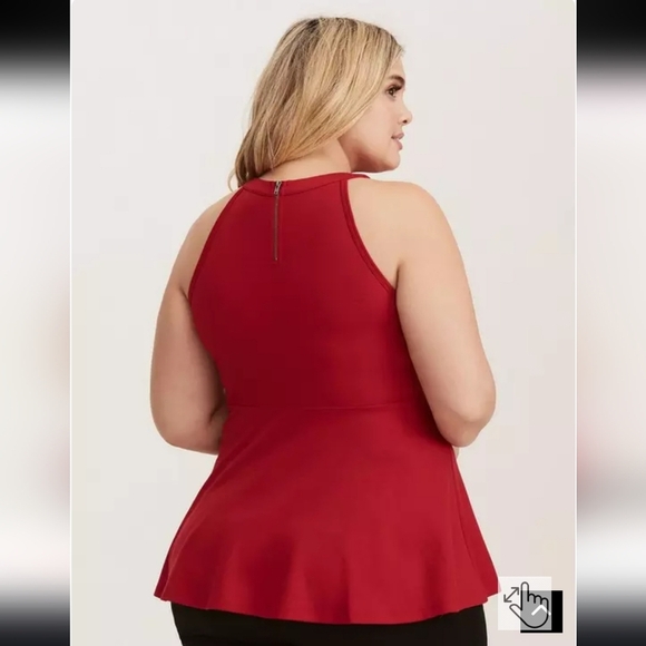Nwot TORRID 2X Ponte Studded Peplum Top - Picture 2 of 5